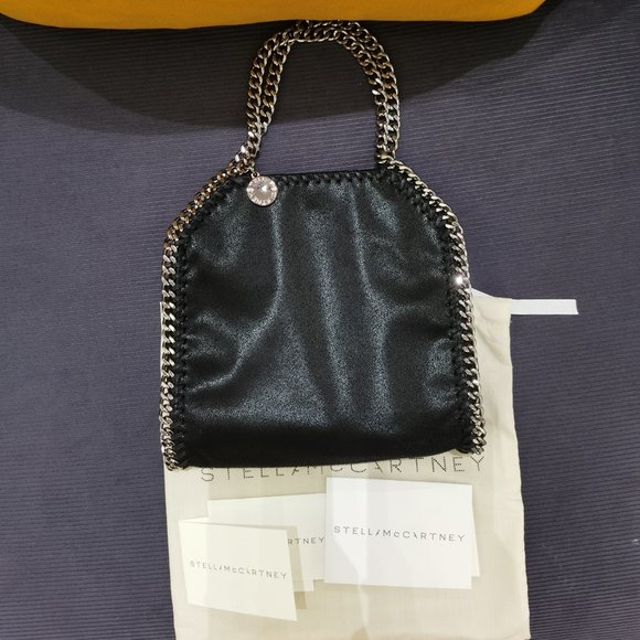 Stella McCartney Falabella Tiny Vegetarian Brushed-leather Shoulder Bag Black - Picture 2 of 8